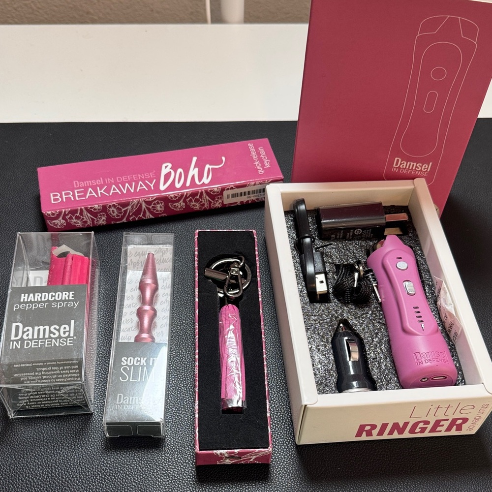 Damsel in Defense Little Ringer Pink Stun Device & Personal Defense Set